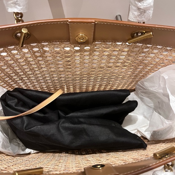 NEW YSL Saint Laurent E W shopping bag in woven cane and leather - Picture 11 of 13
